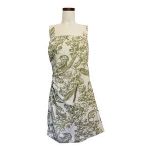 Green Floral Hawaiian ABERCROMBIE & FITCH Side Faux Wrap Lined Summer Dress Sz M